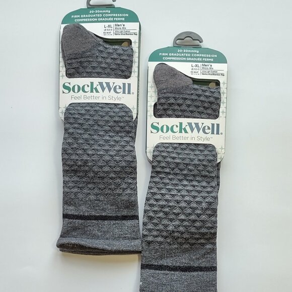 SockWell Merino Wool Firm Graduated Compression Socks ~ 2 Pairs ~ Men's L/XL - Picture 3 of 7